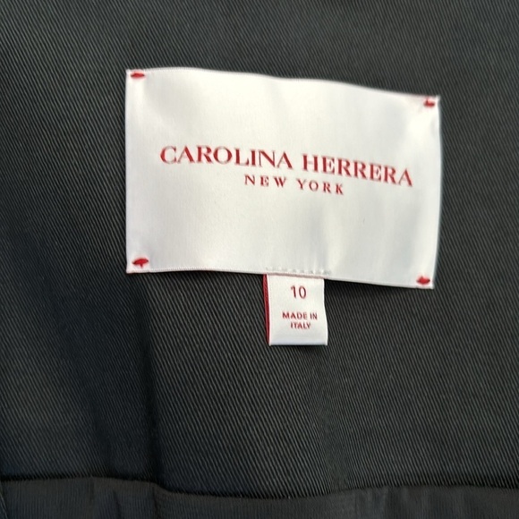 CAROLINA HERRERA Belted Twill Black Midi Dress Size 10 - Picture 7 of 8